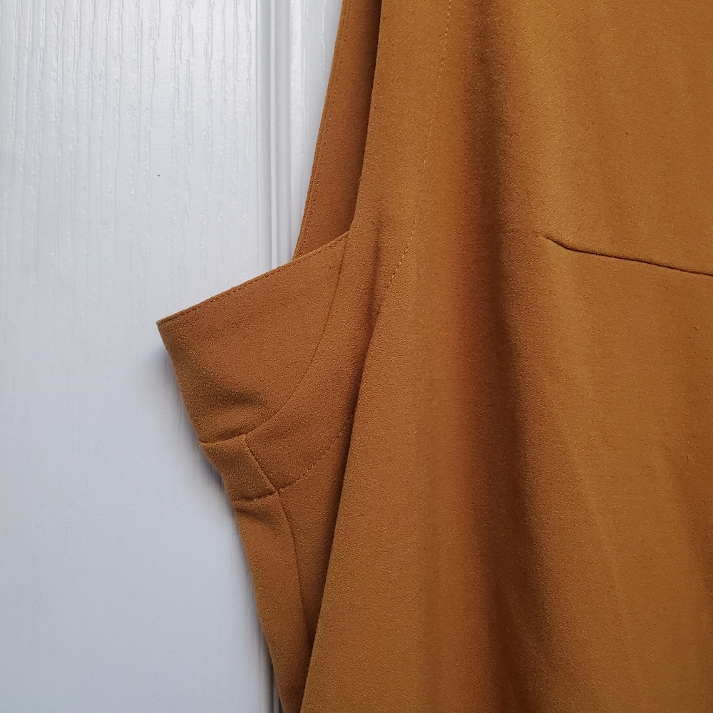 Free People Mustard Peephole Mini Tunic Dress Sleeveless Pockets - size Medium - Picture 4 of 11